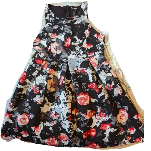 Lord & Taylor szXL foam scuba floral black fit & flare midi retro dress VGUC - Picture 5 of 8